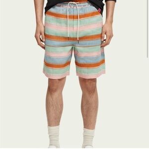 Scotch And Soda Linen Blend Striped Bermuda Size Large